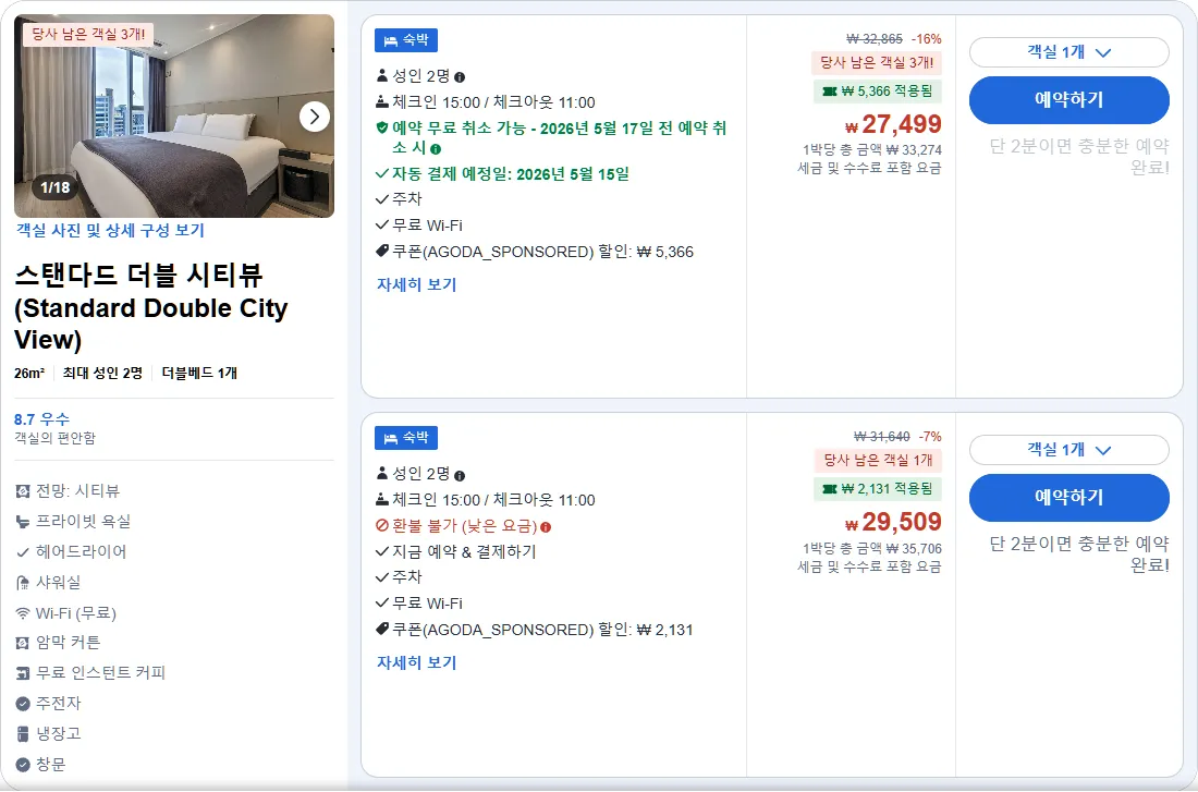 스탠다드 더블 시티뷰