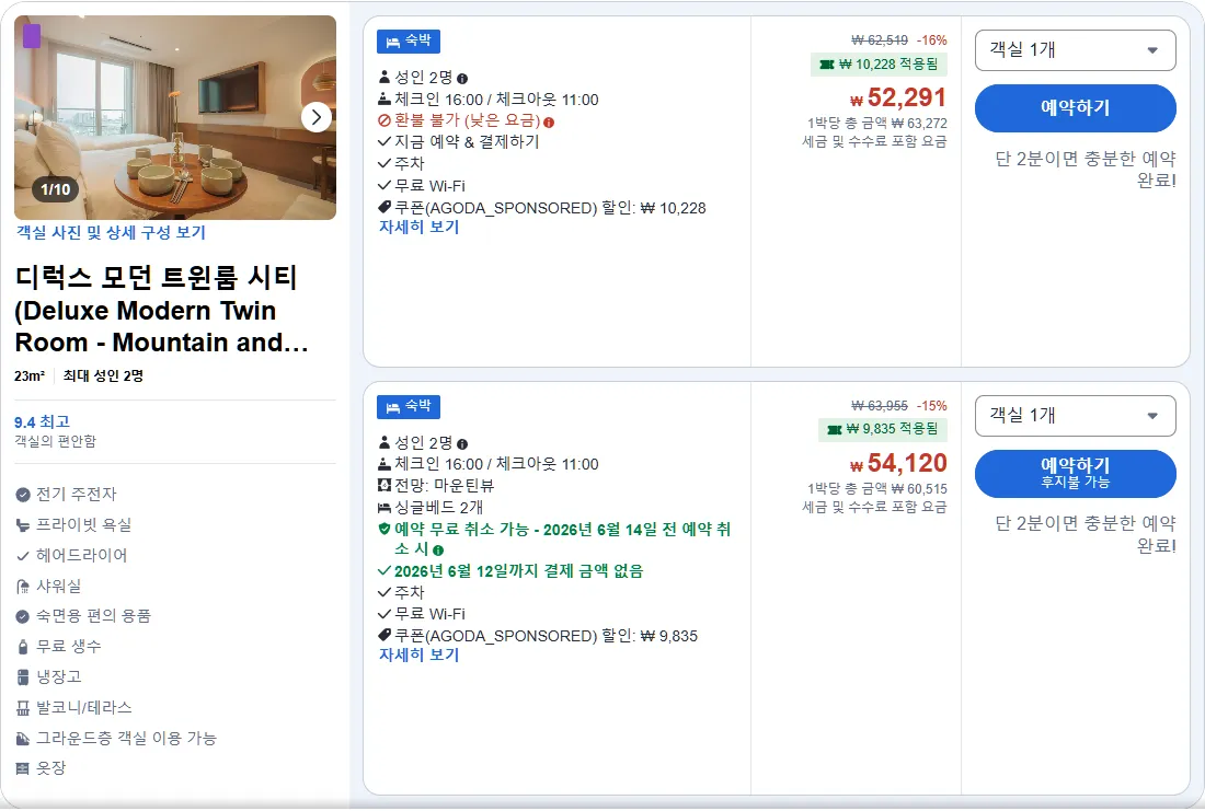 디럭스 모던 트윈룸 시티