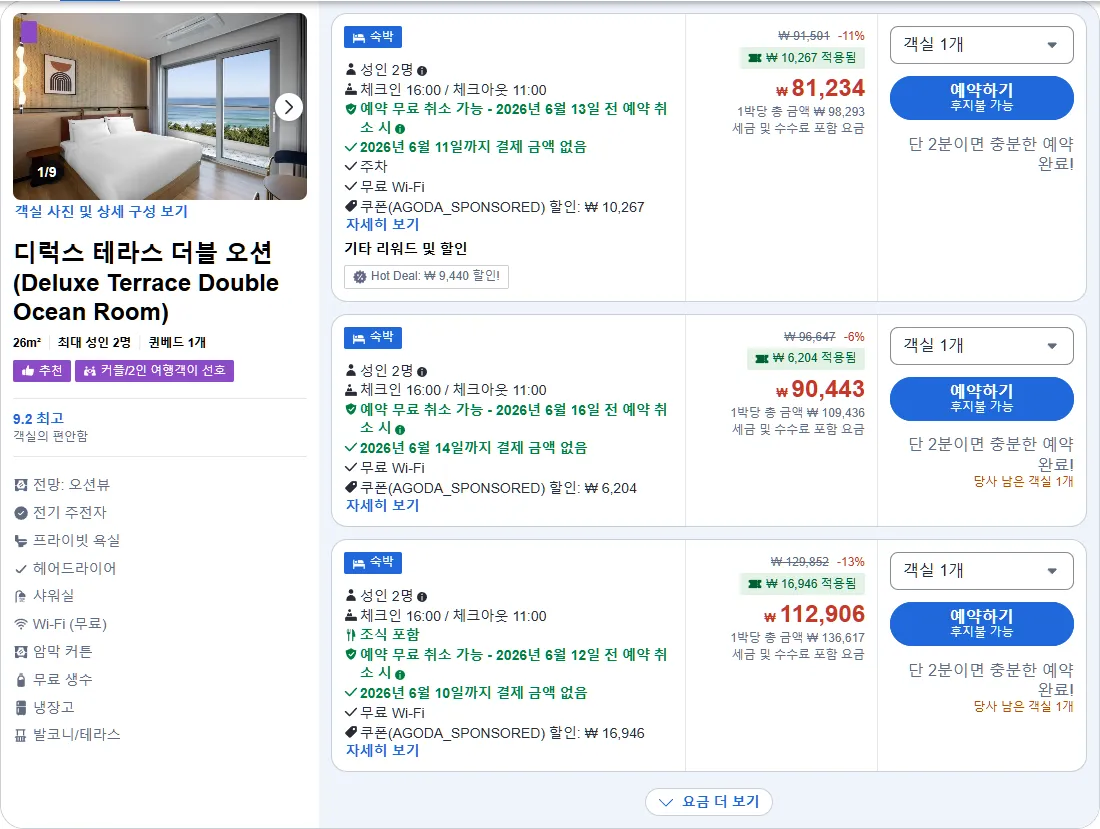 디럭스 테라스 더블 오션