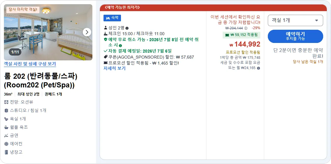 룸 202 (반려동물/스파)