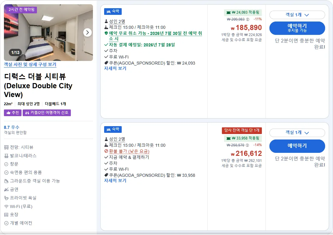디럭스 더블 시티뷰